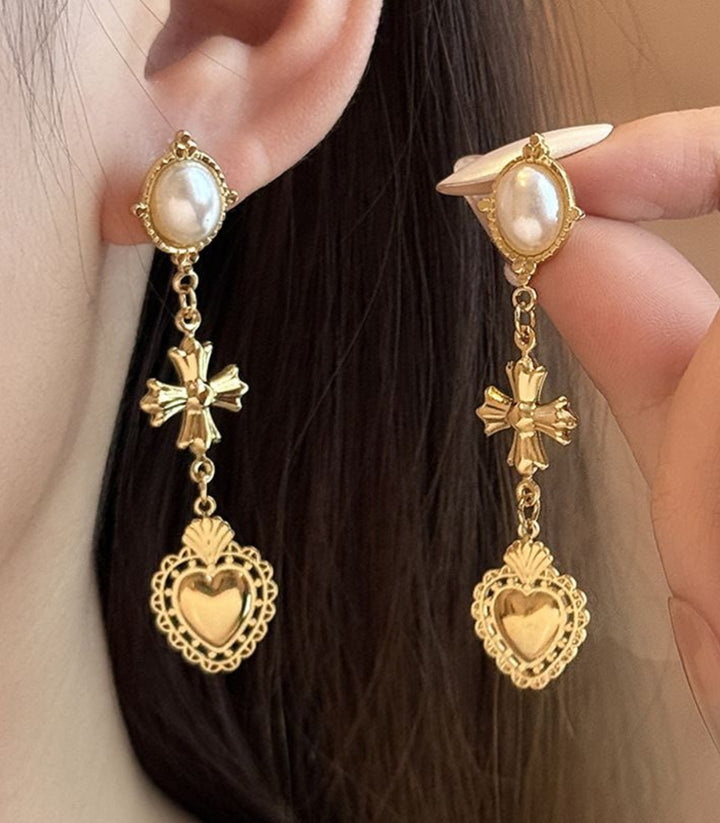 Aretes Heart Cross