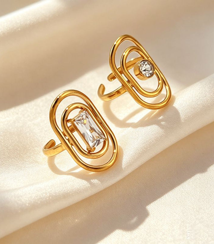 Anillo Doble con Rectángulo 18K