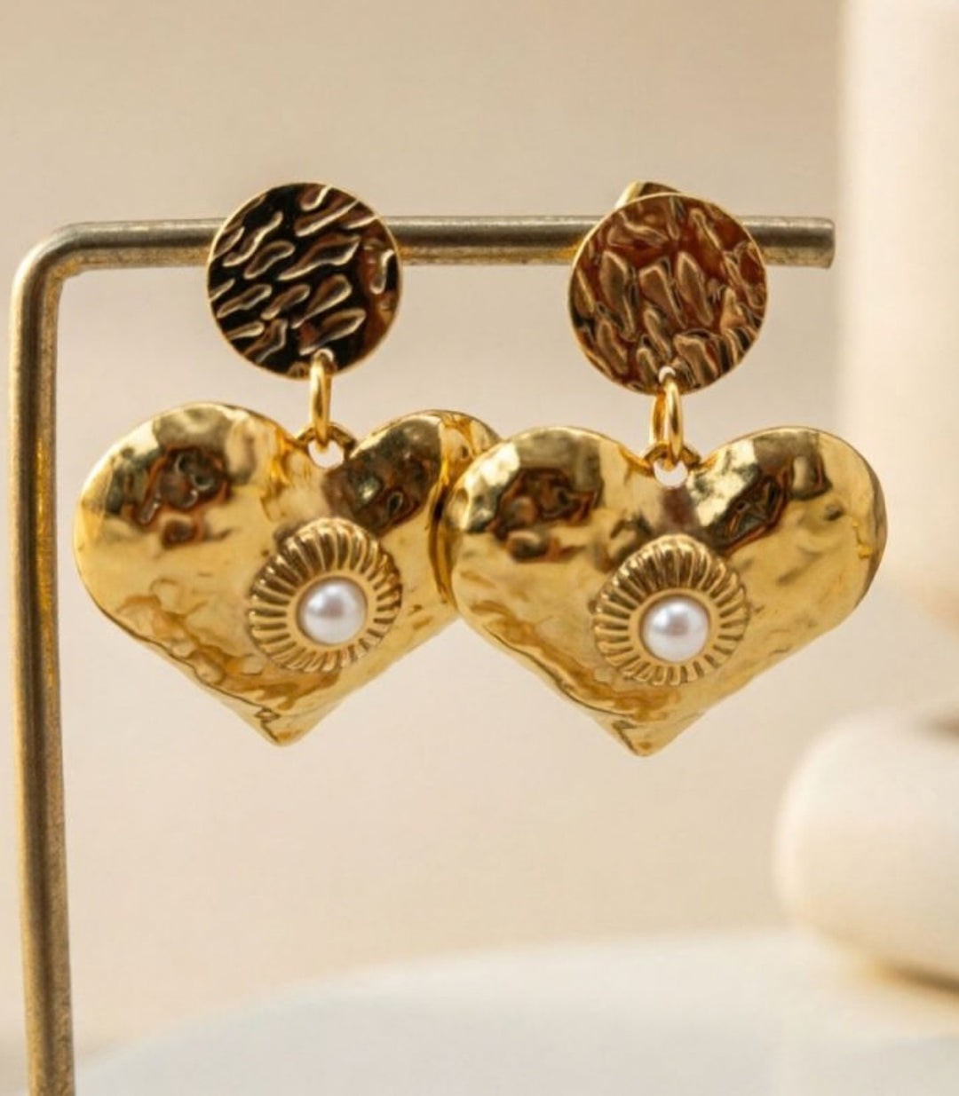 Aretes Corazon Perla 18K