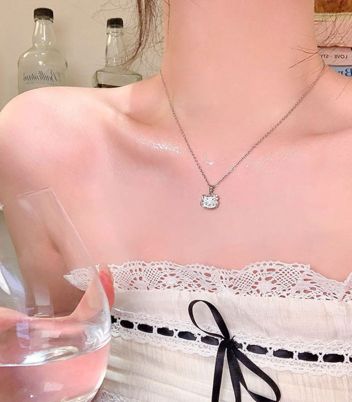 Collar Silver Zircon Cat