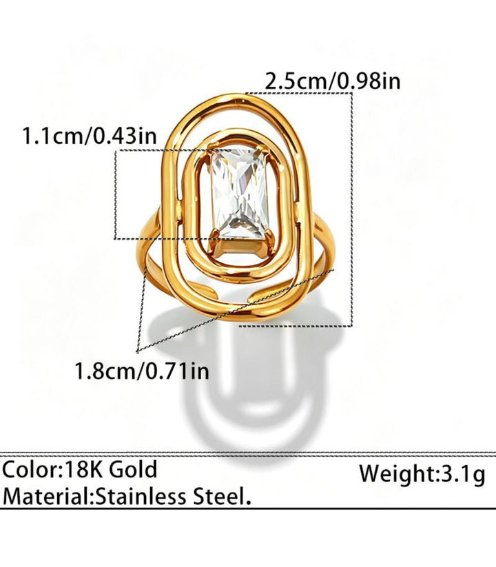 Anillo Doble con Rectángulo 18K