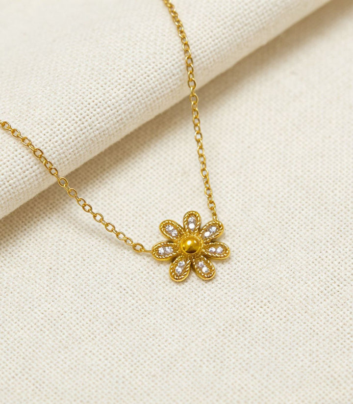 Collar 3d Daisy Zircon 18K