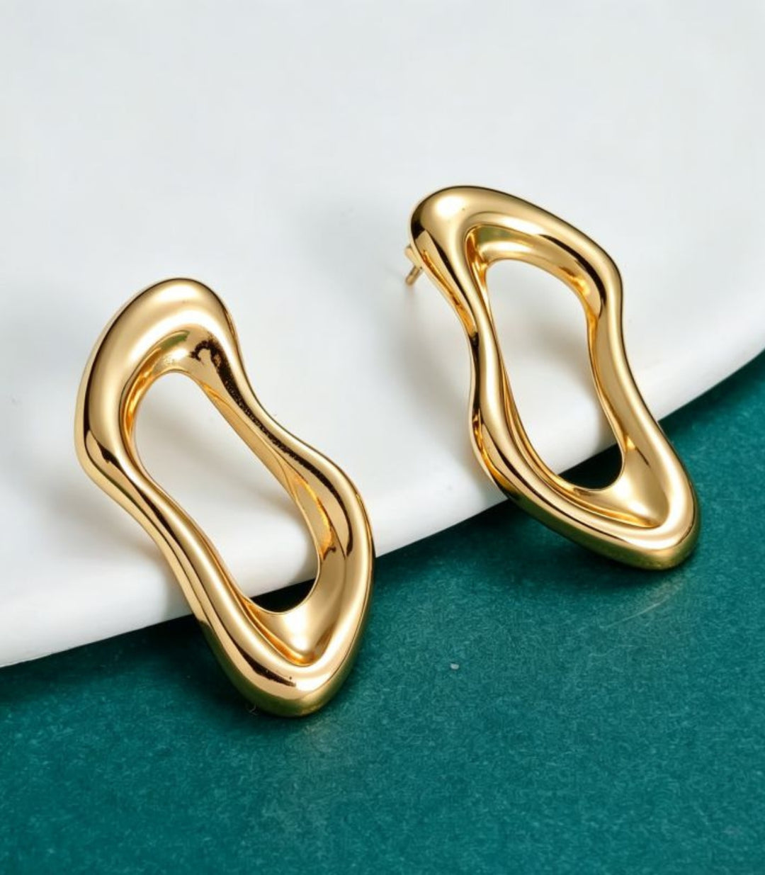 Aretes Irregular Acero+18K