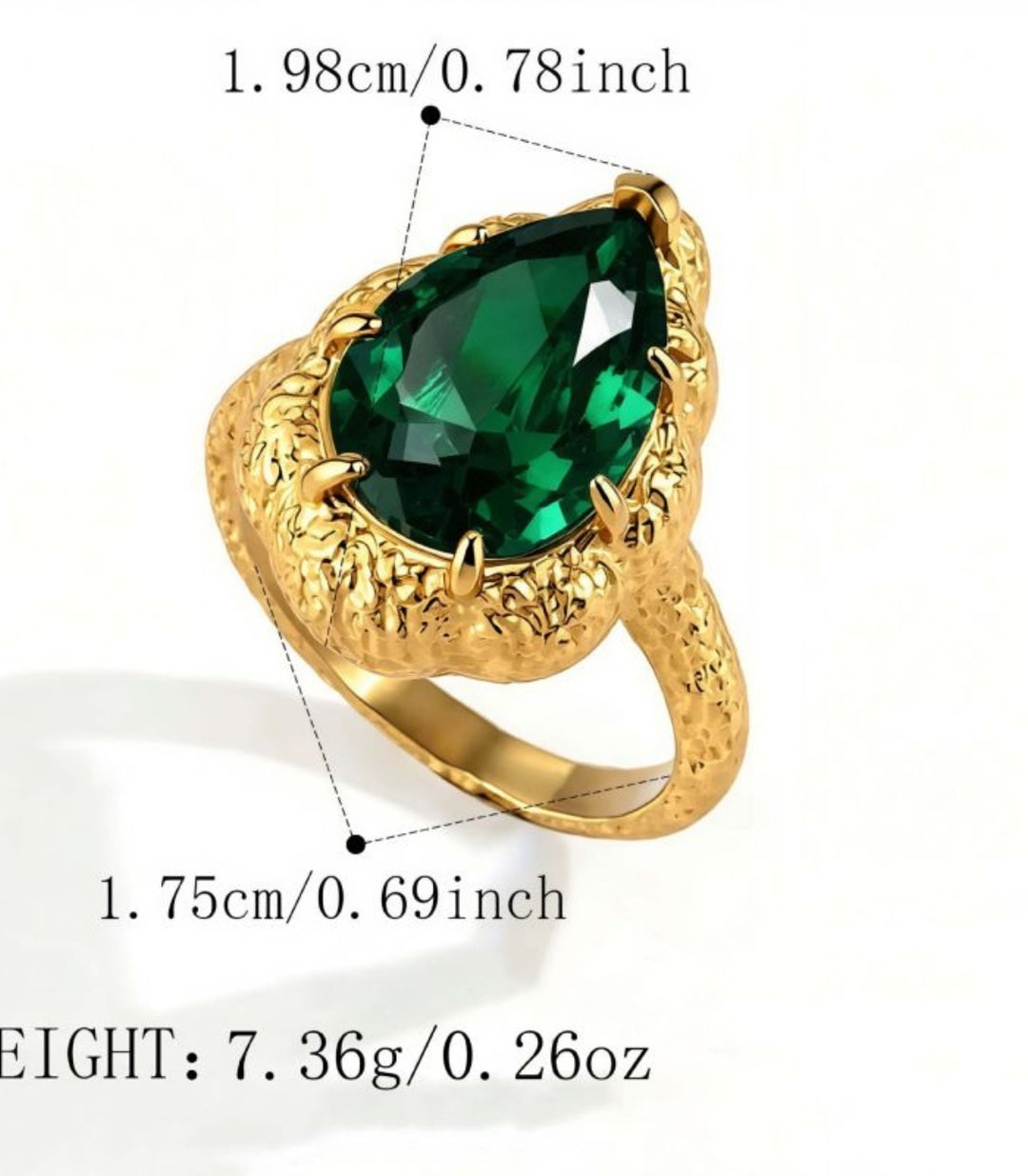 Anillo Green Zircon Teardrop #8