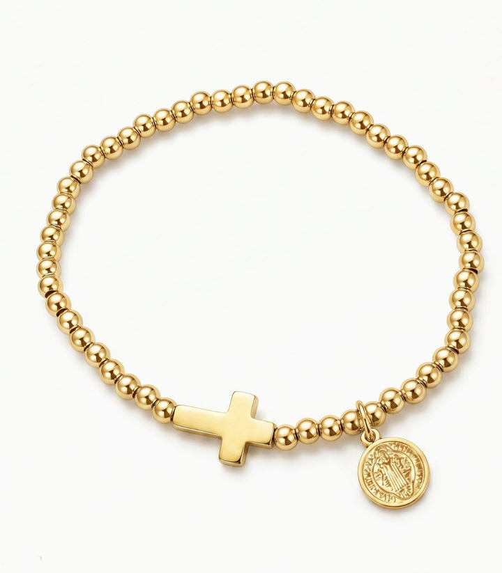 Brazalete Gold Cross Beaded