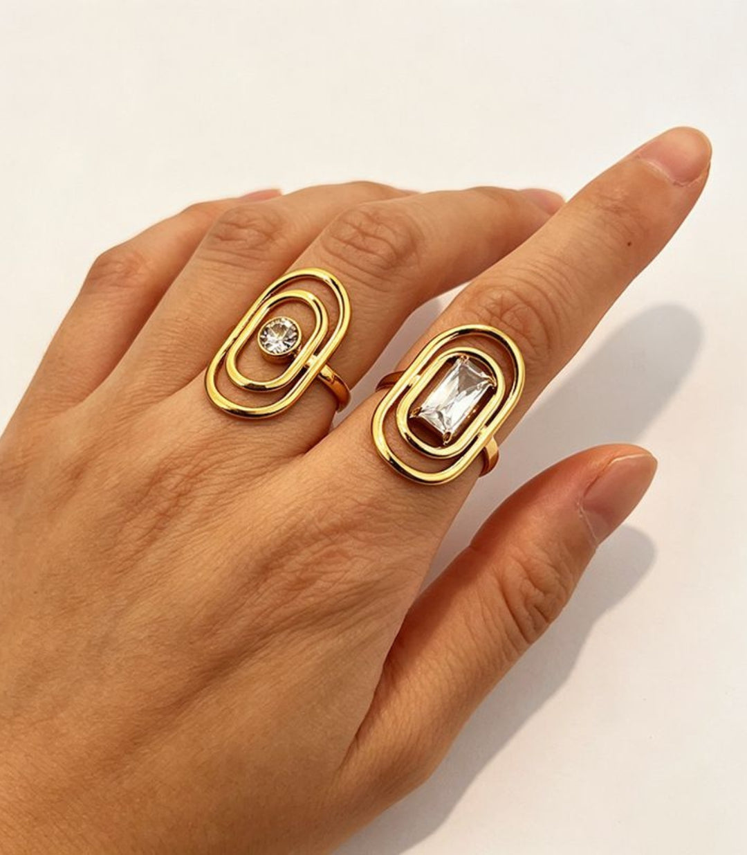 Anillo Doble con Rectángulo 18K