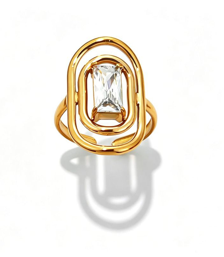Anillo Doble con Rectángulo 18K