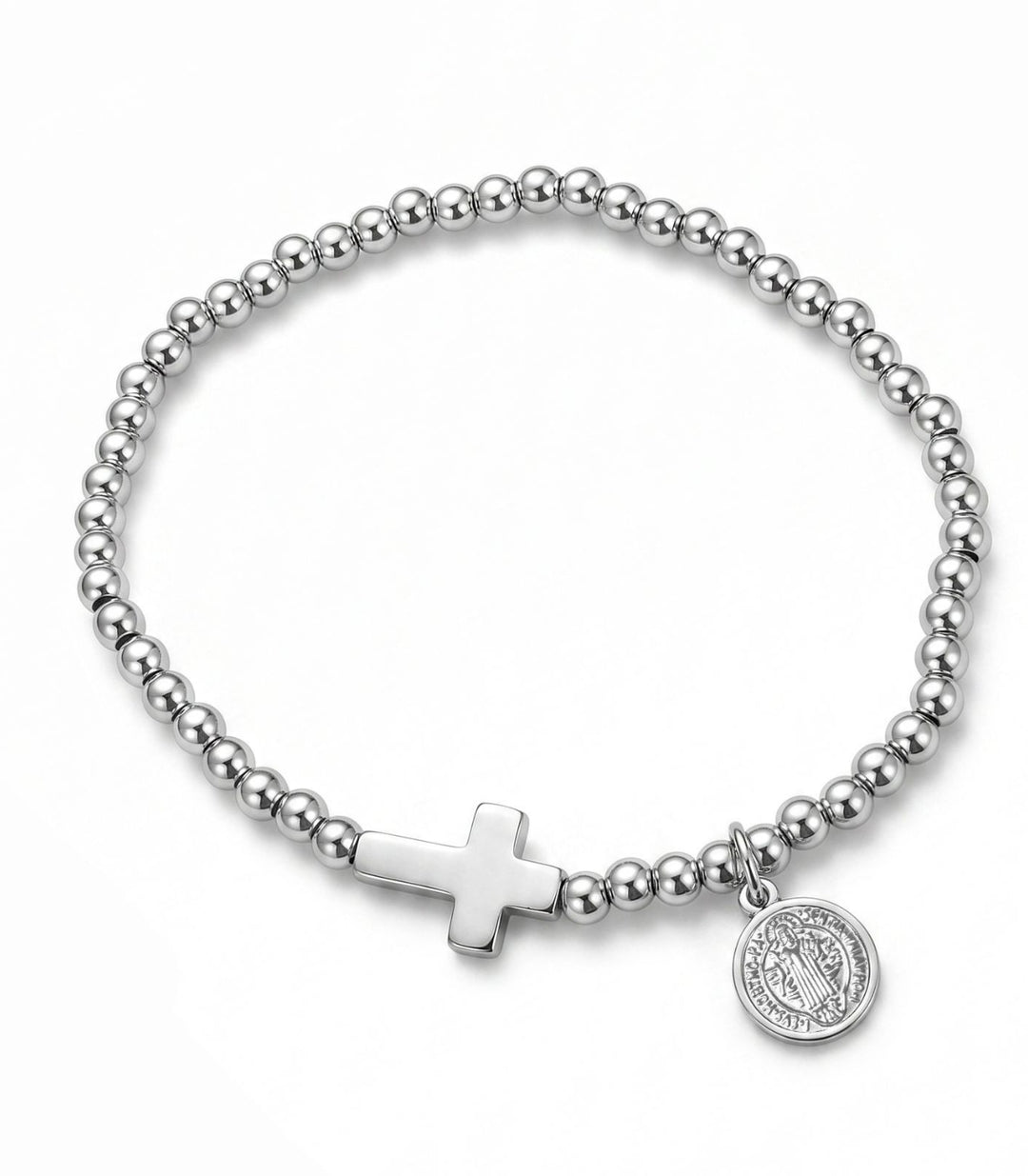Brazalete Silver Cross Beaded
