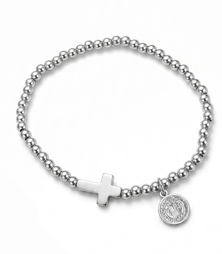Brazalete Silver Cross Beaded