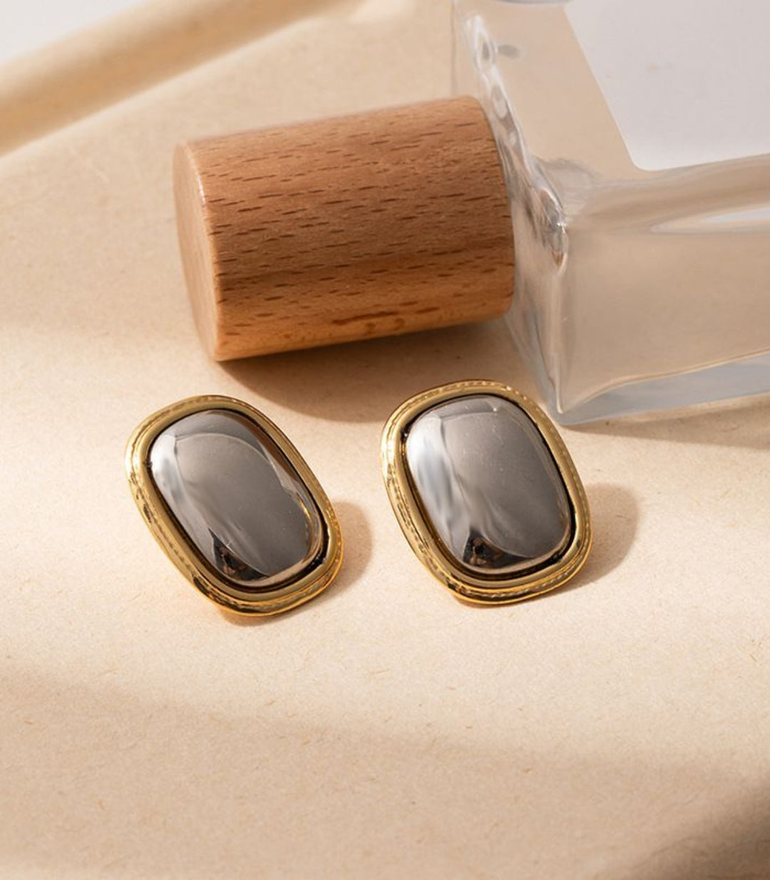 Aretes Cuadro Bicolor