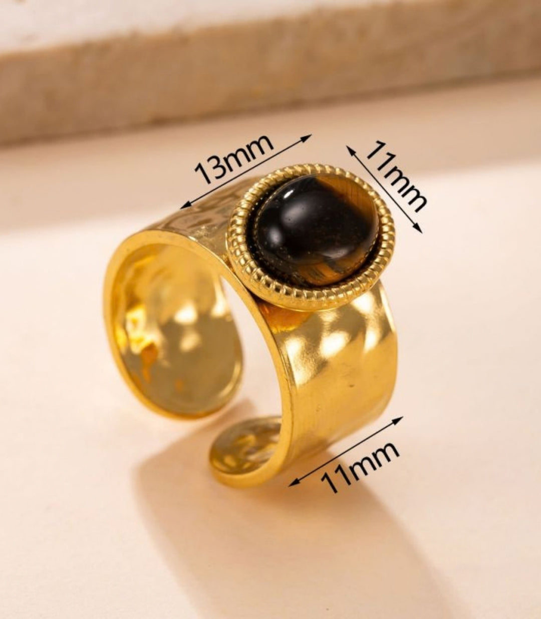 Anillo 4 Piedra Ojo de Tigre 18K