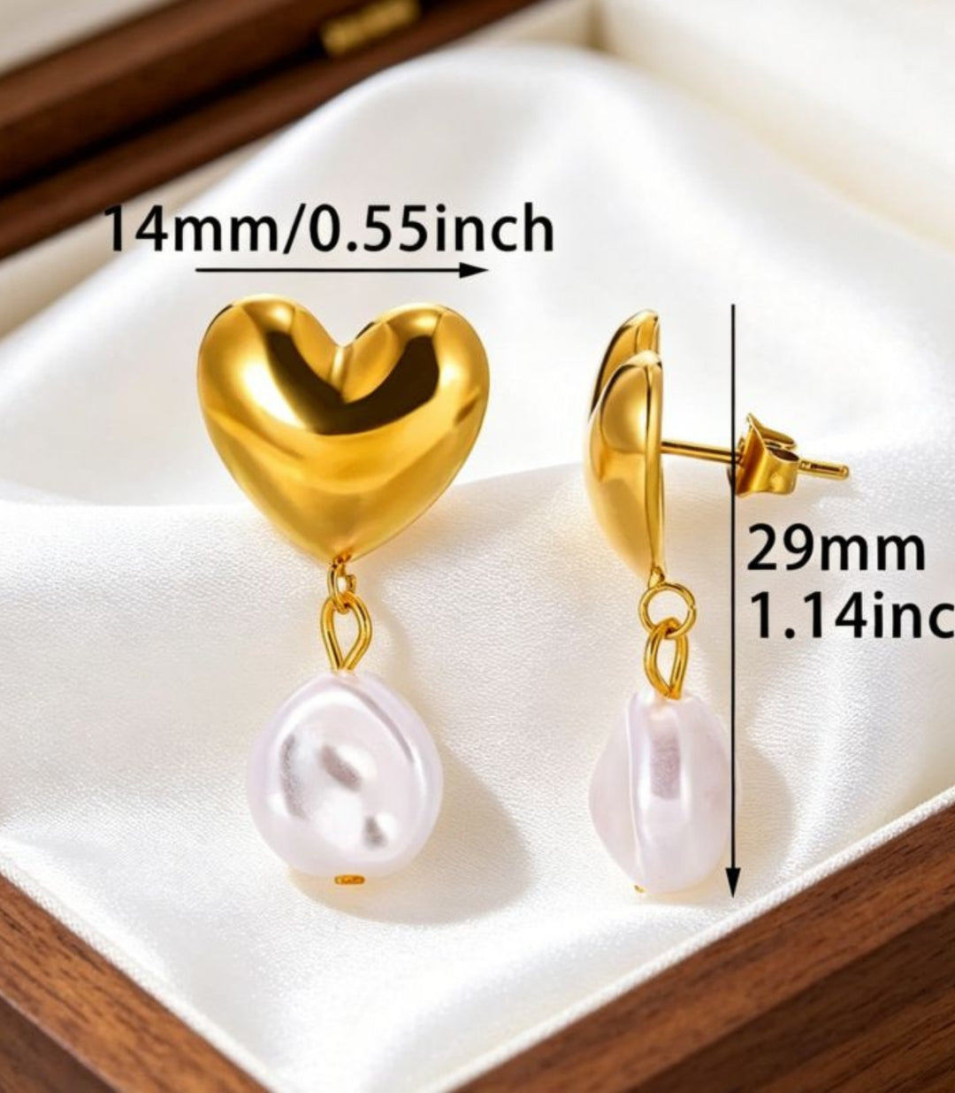 Aretes Heart Pearl Hoop