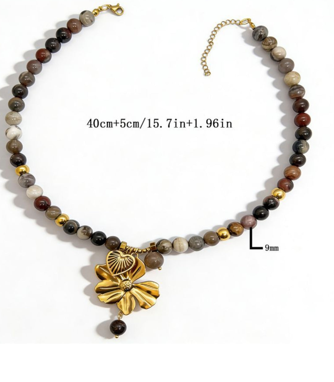 Collar agate stone tiger eye flower