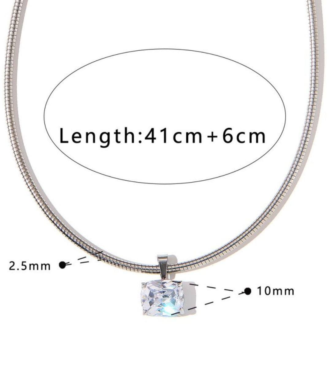 Collar Silver Square Zircon