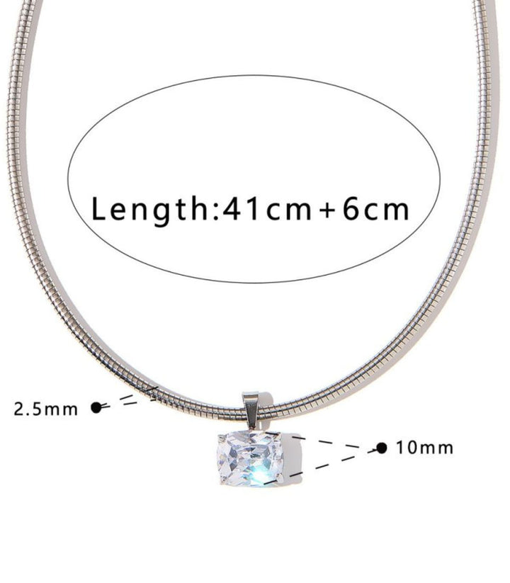 Collar Silver Square Zircon