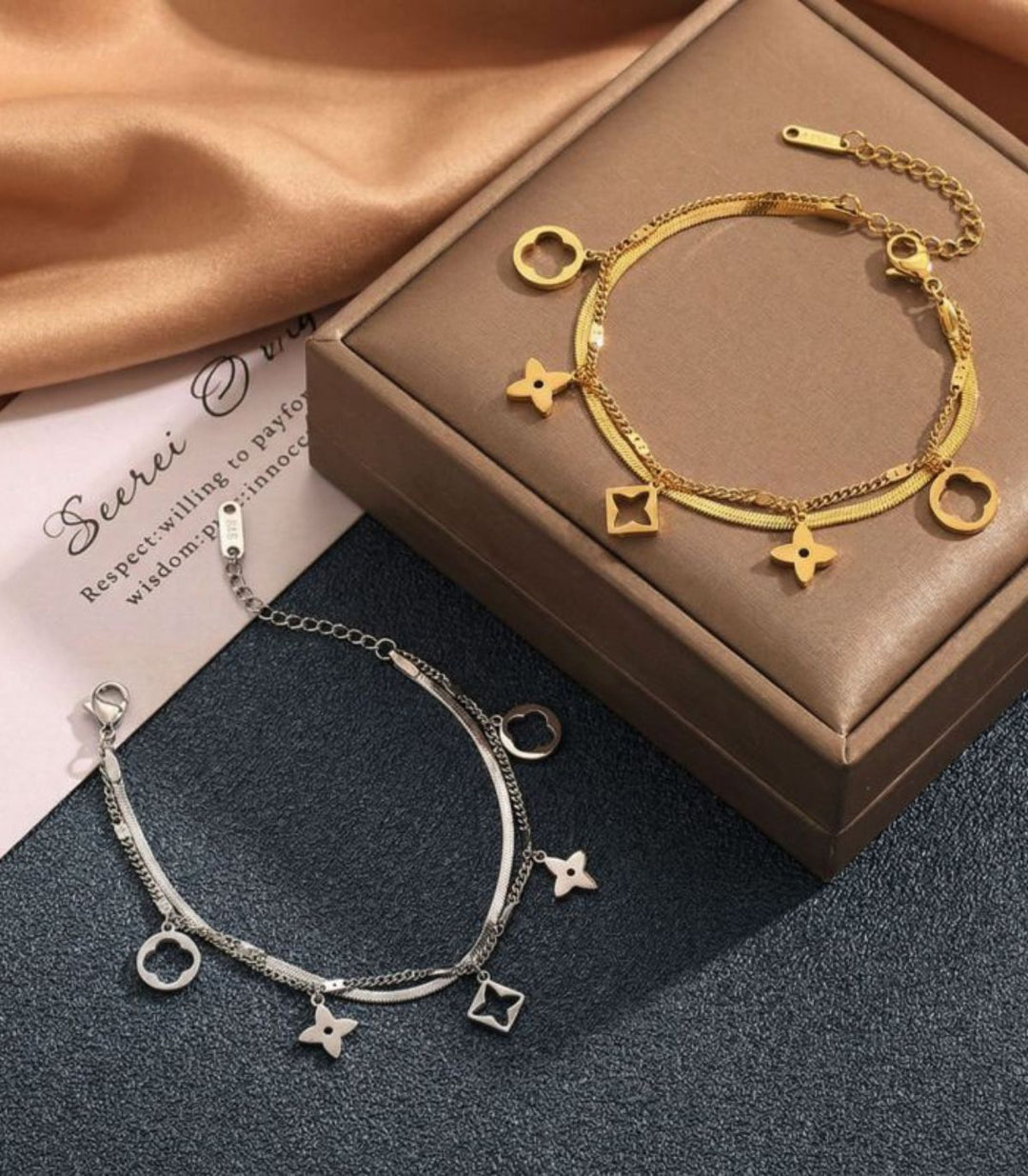 Brazalete silver double clover