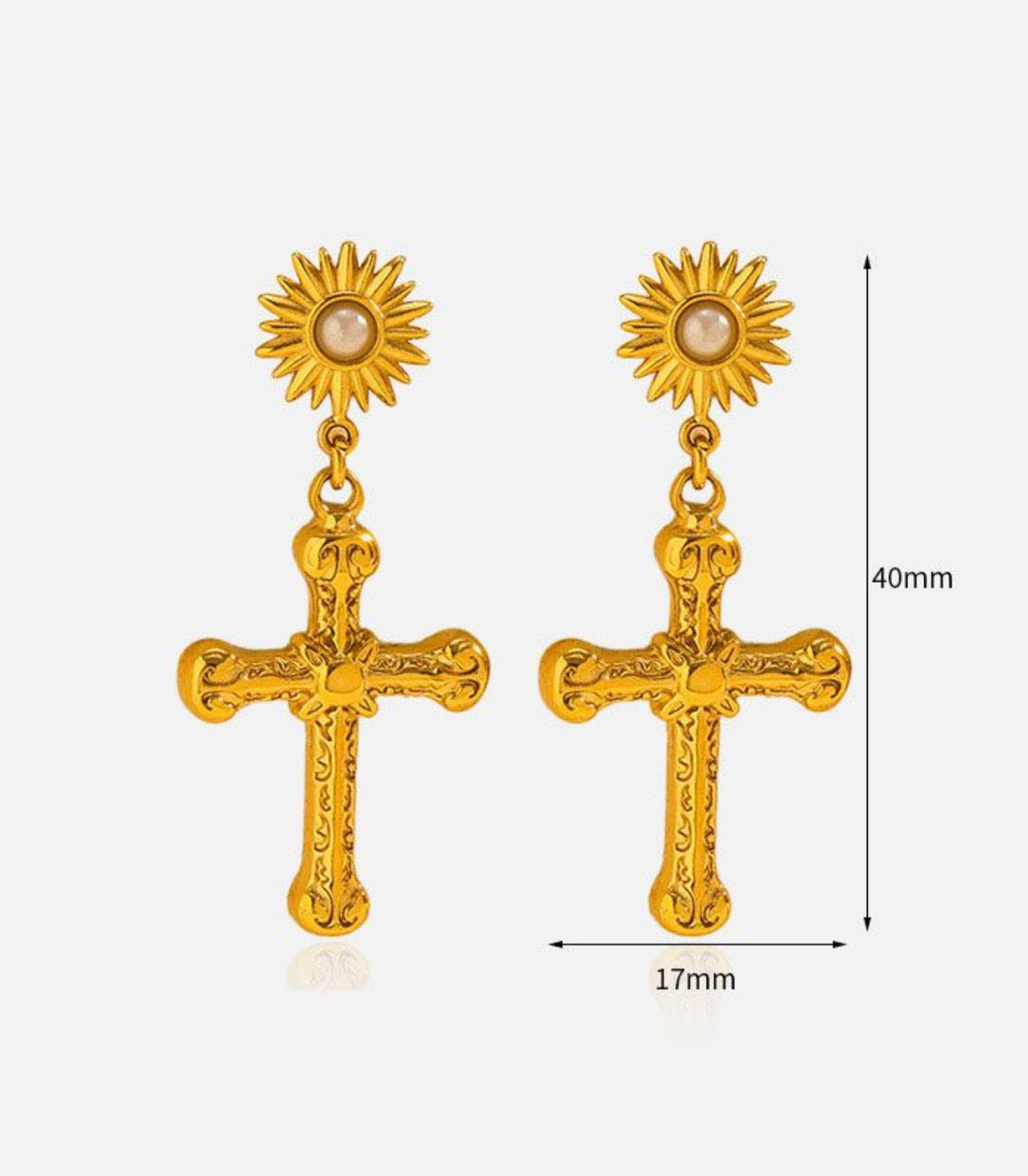 Aretes Sun Cross Pearl