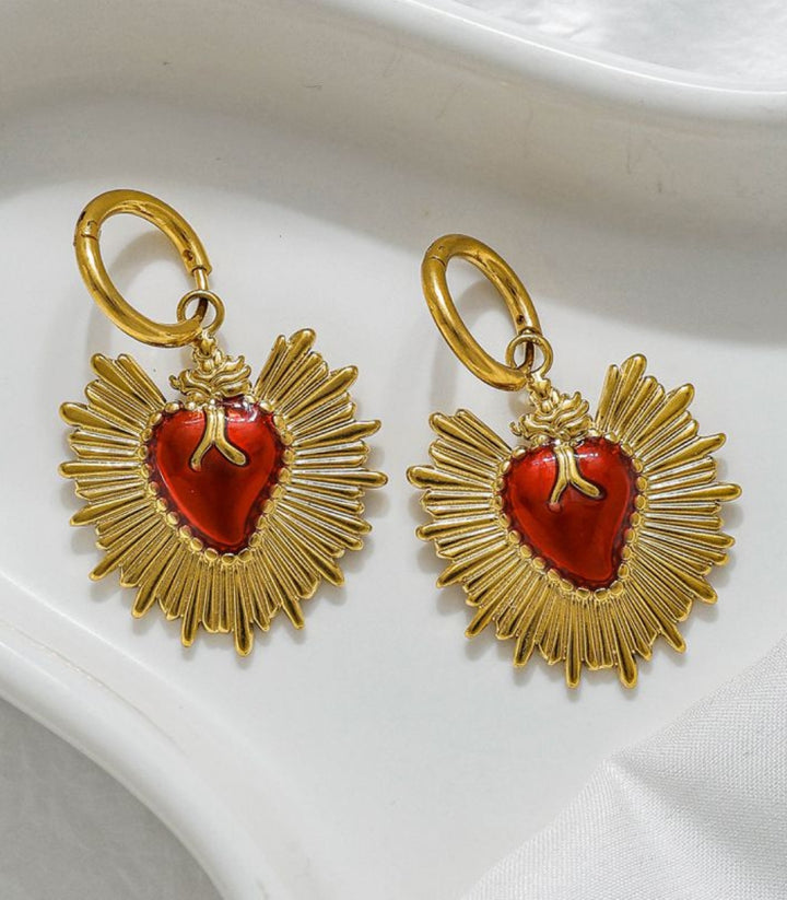 Aretes corazón rojo