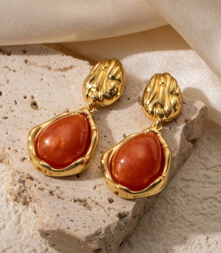 Aretes Orange Teardrop