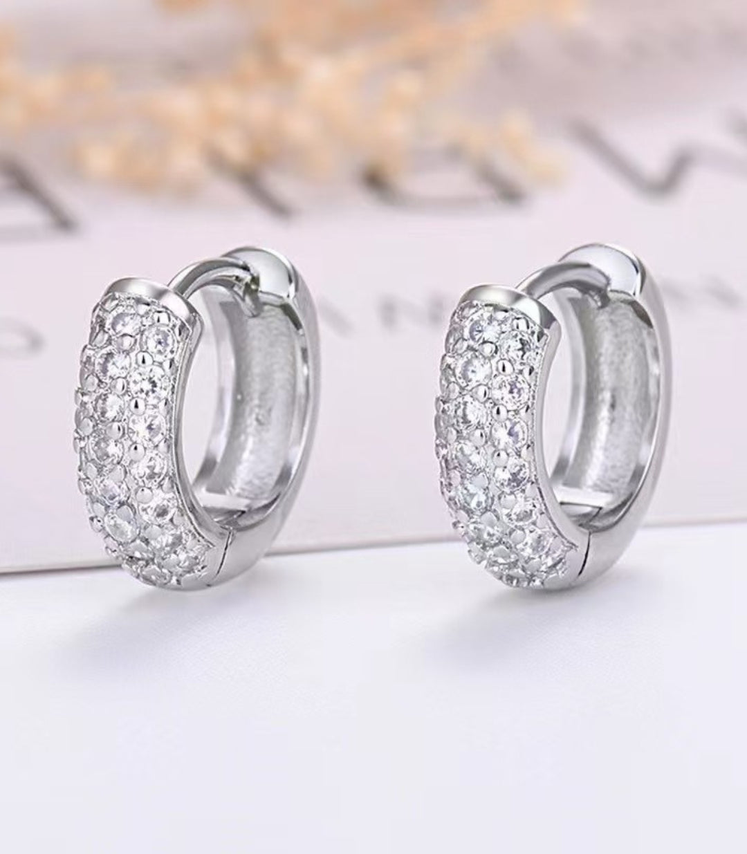 Aretes Silver Diamond Round