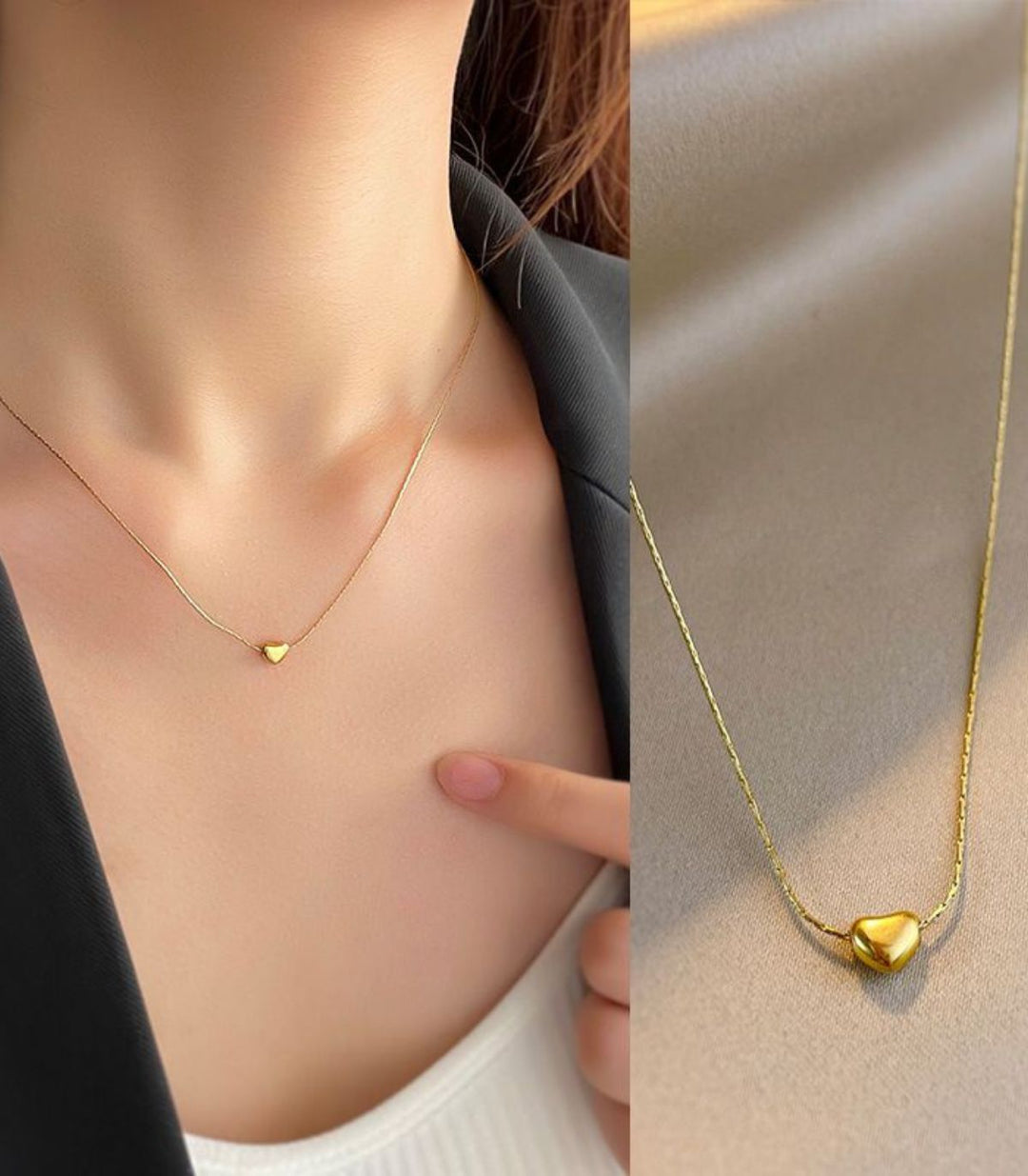 Collar corazón mini dorado