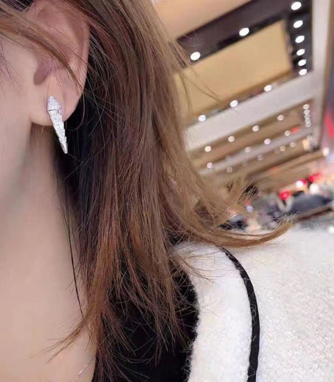 Aretes Silver Zircon Snake Stud