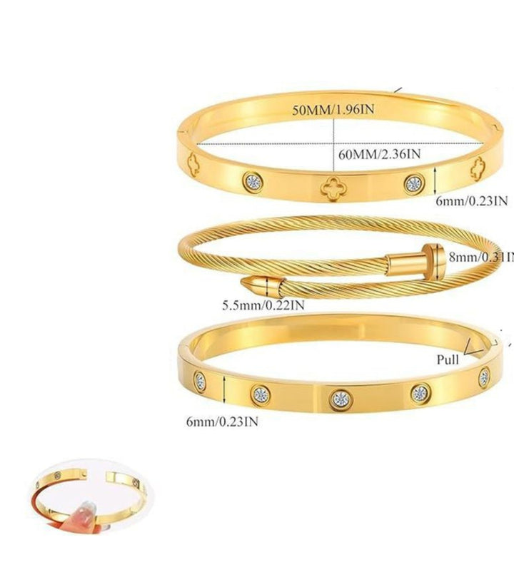 Brazalete Diamond Clover Set 3