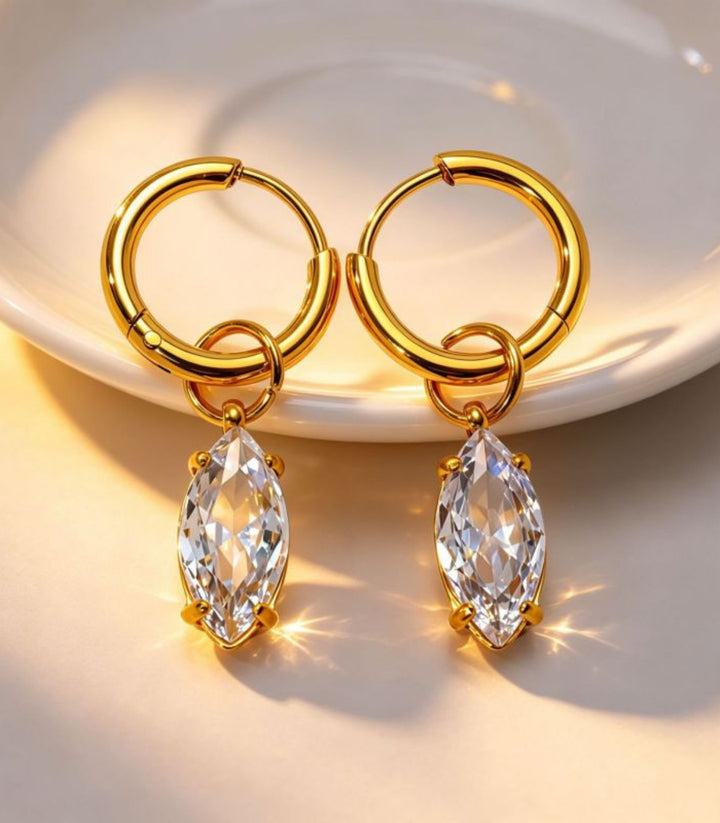 Aretes Zirconia Dorado 18K