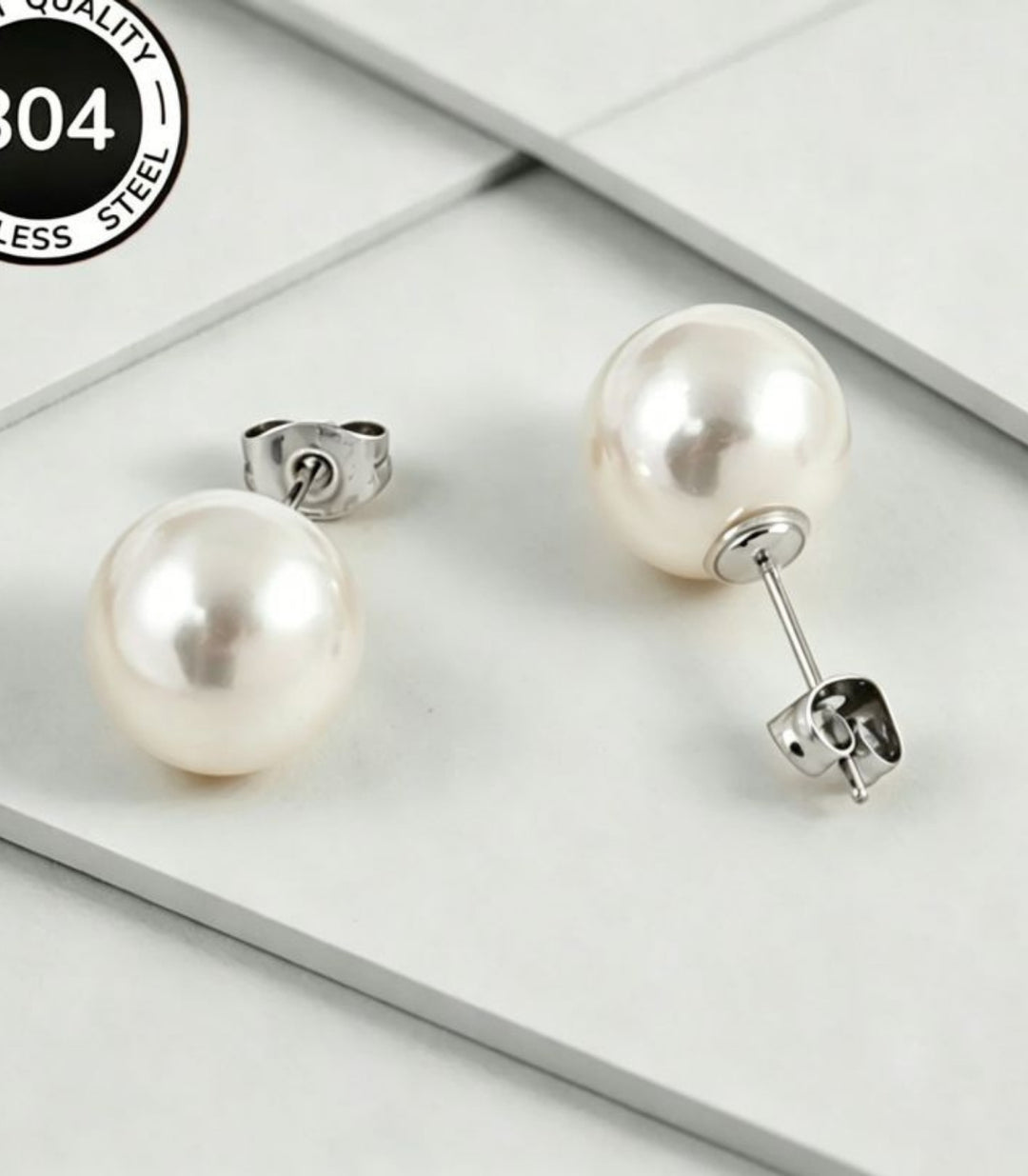 Aretes Plata Perla 10mm