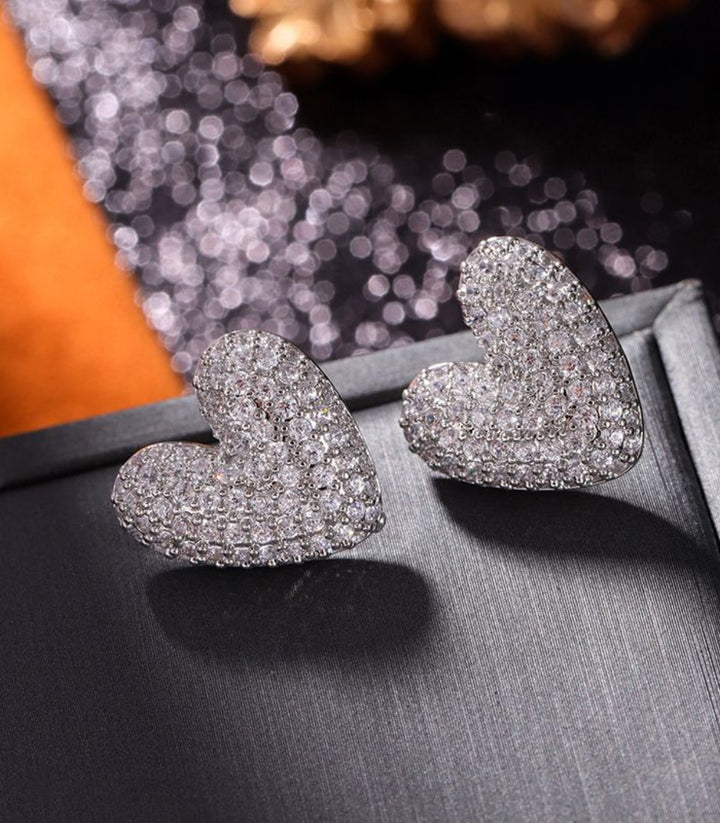 Aretes Corazón Plata Zirconias