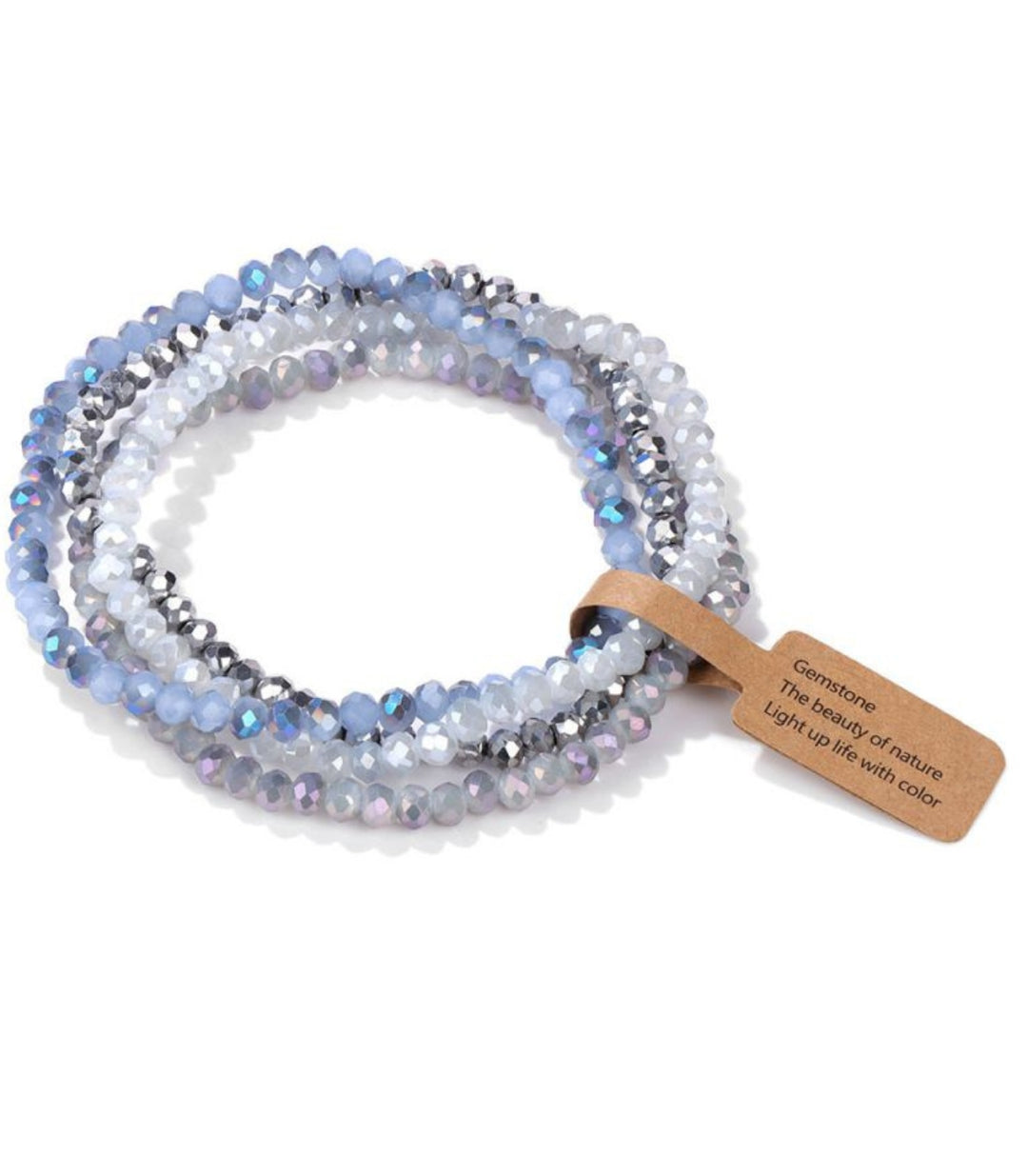 Brazaletes Azul Plata Set de 4