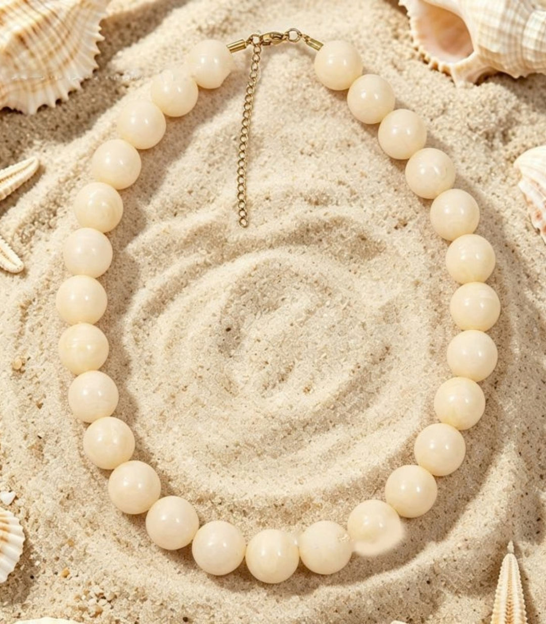 Collar Ivory White Marble Bead