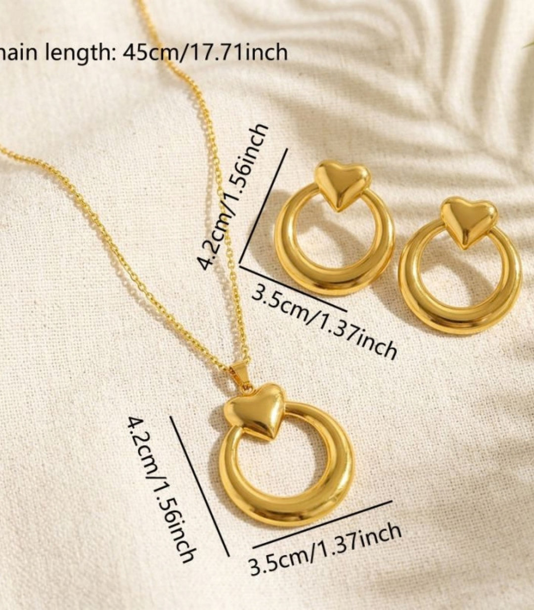 Collar y Aretes Set Heart Circle