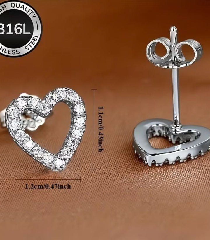 Aretes Corazón Plata Zirconias