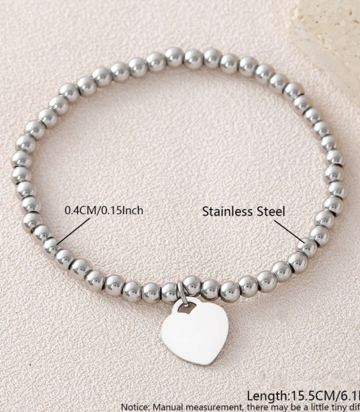 Brazalete silver beaded heart