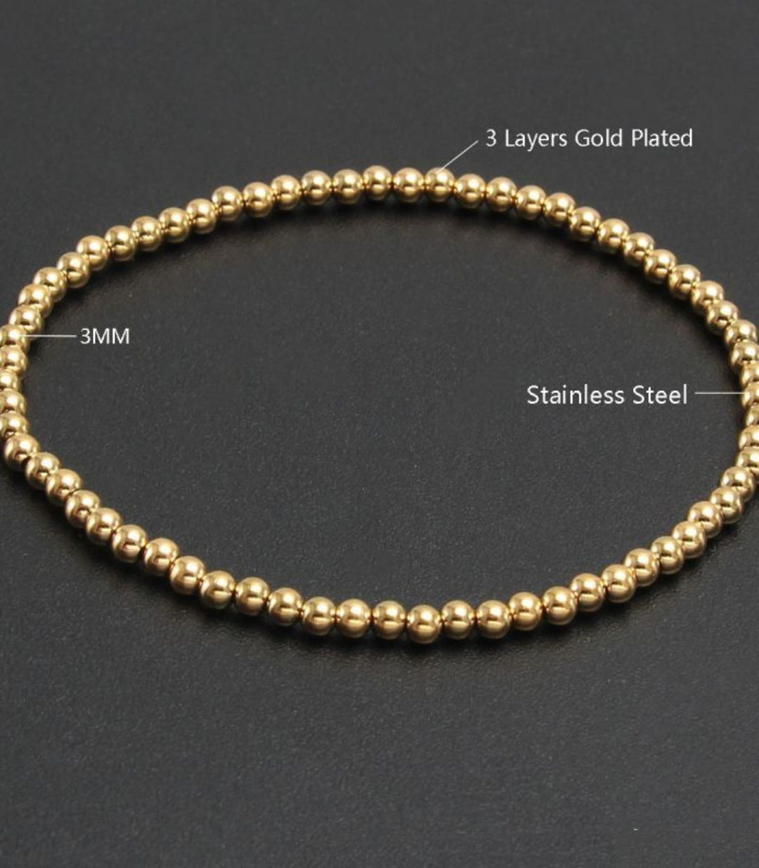 Brazalete Gold Beaded 3mm