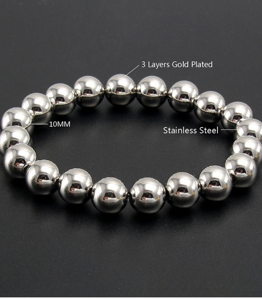 Brazalete S 10mm Beads Waterproof 18K
