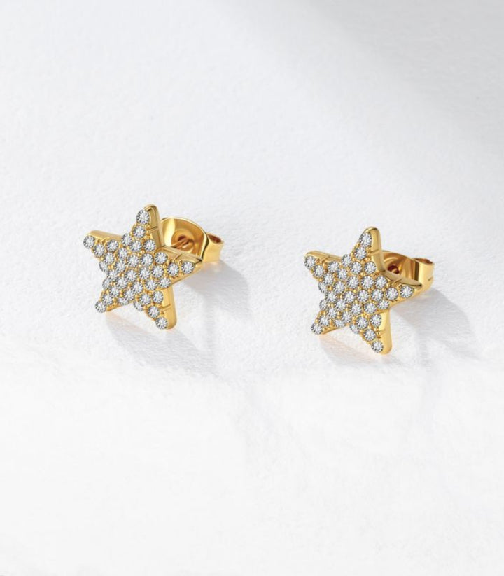Aretes Gold Star Zirconia