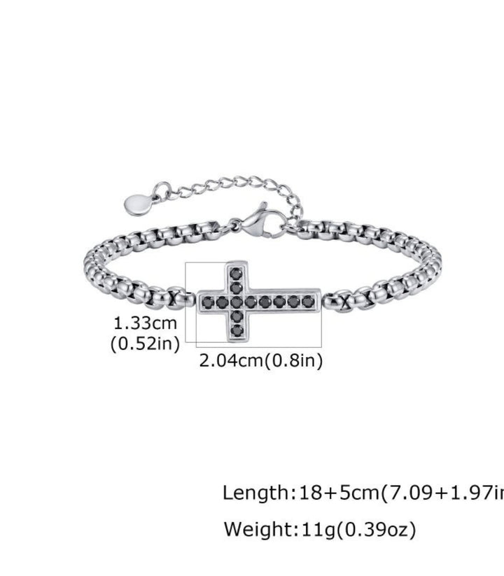Brazalete Silver Zircon Cross