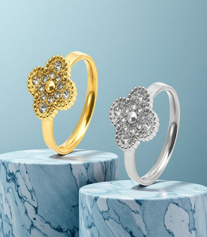 Anillo Silver Diamond Clover 18K #6