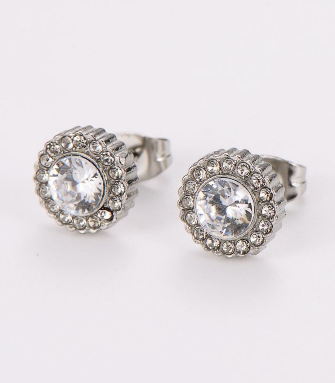 Aretes Silver Round Zircon