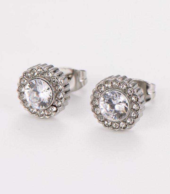 Aretes Silver Round Zircon
