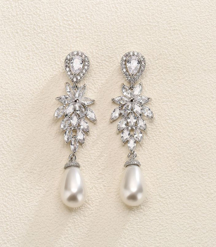 Aretes Silver Pearl Micro Pave