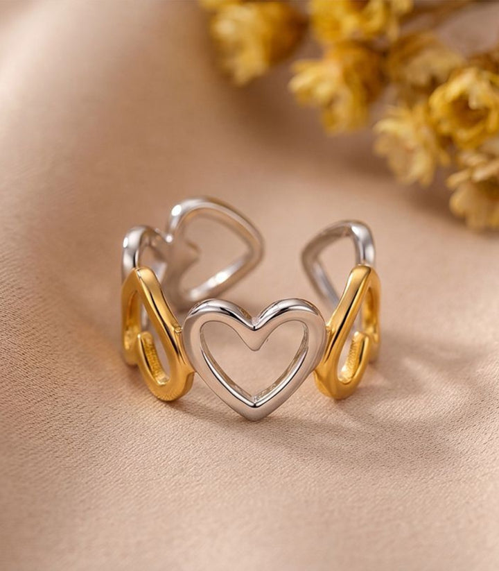 Anillo Bicolor Corazones