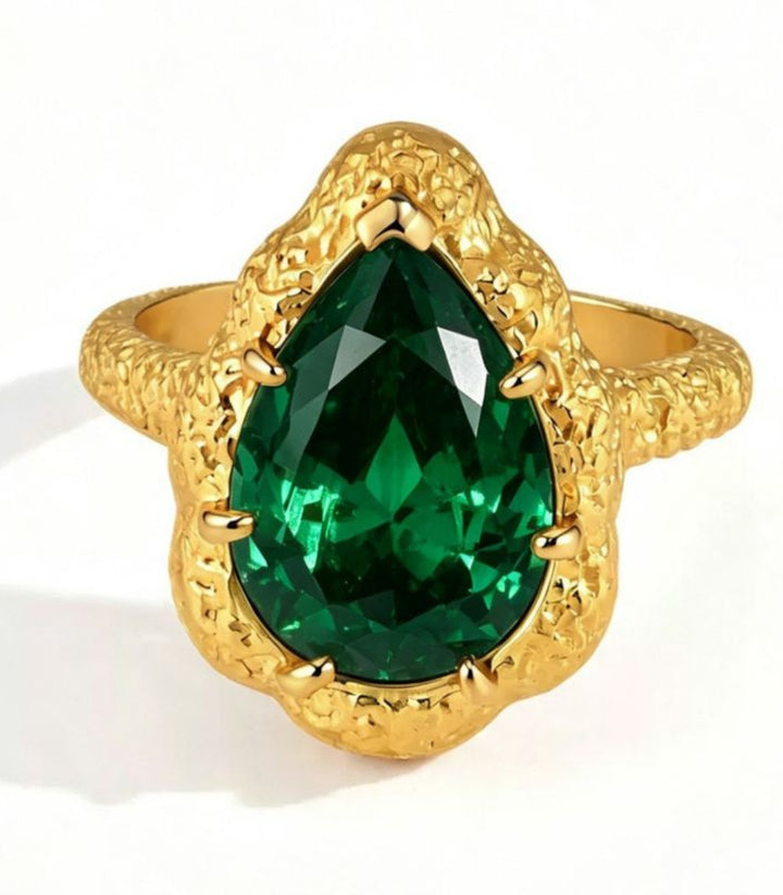 Anillo Green Zircon Teardrop #8