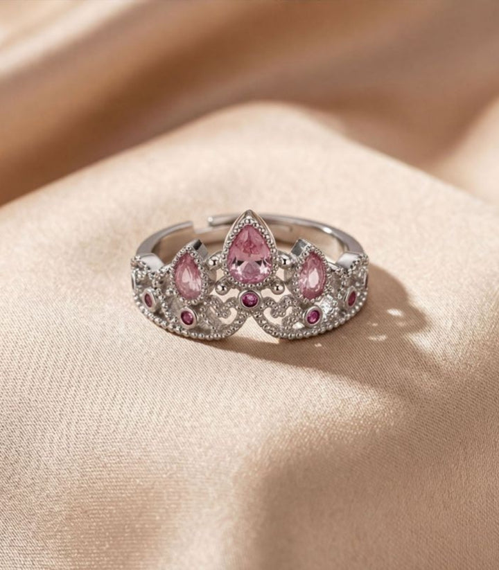 Anillo Corona Rosa Zirconias