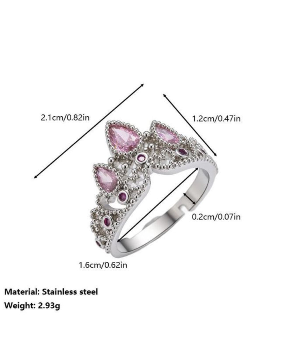 Anillo Corona Rosa Zirconias