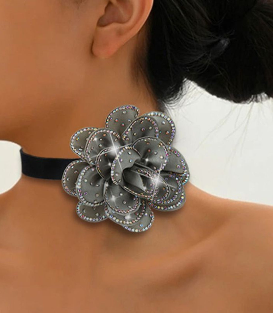 Choker olivo con cristales