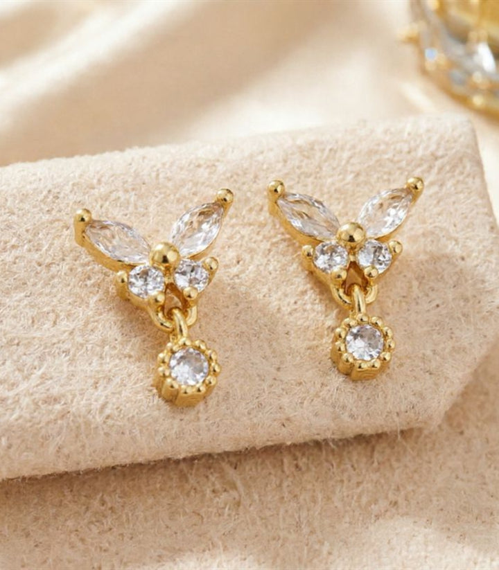Aretes Mariposas Acero+18K