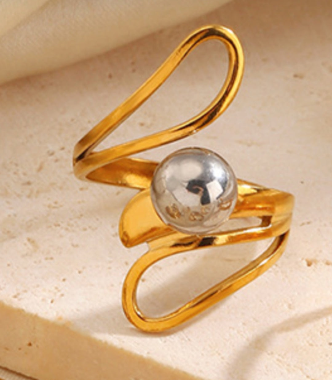Anillo Bicolor Ball Multilayer